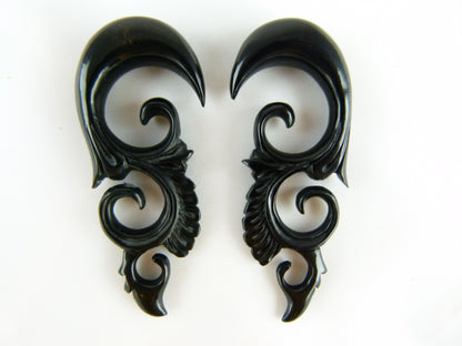 Black Horn Hangers for Stretched Ears (Pair) - B026