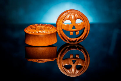 Happy Pumpkin Wooden Plugs - (Pair) - PA108