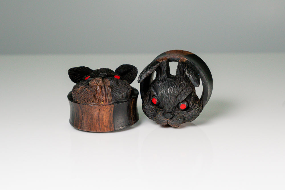 Evil Plug Fluffy Areng Wood Plugs - Hand Carved Evil Plugs (Pair) - PA136 – Two ...