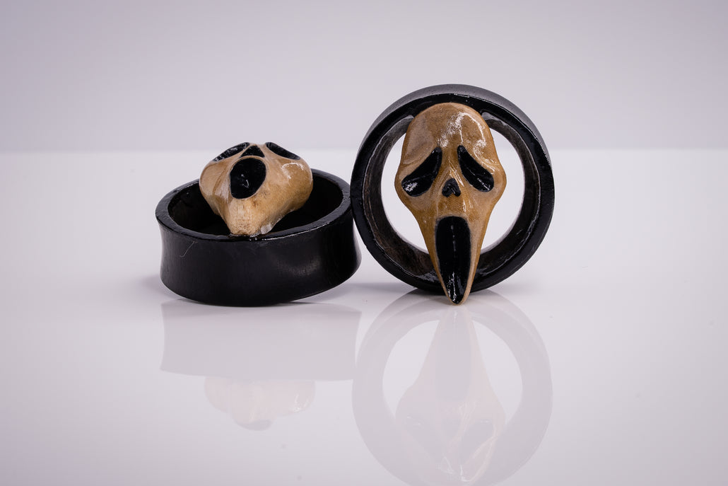 Scream Plugs - Hand-Carved Wooden Plugs (Pair) - PA150