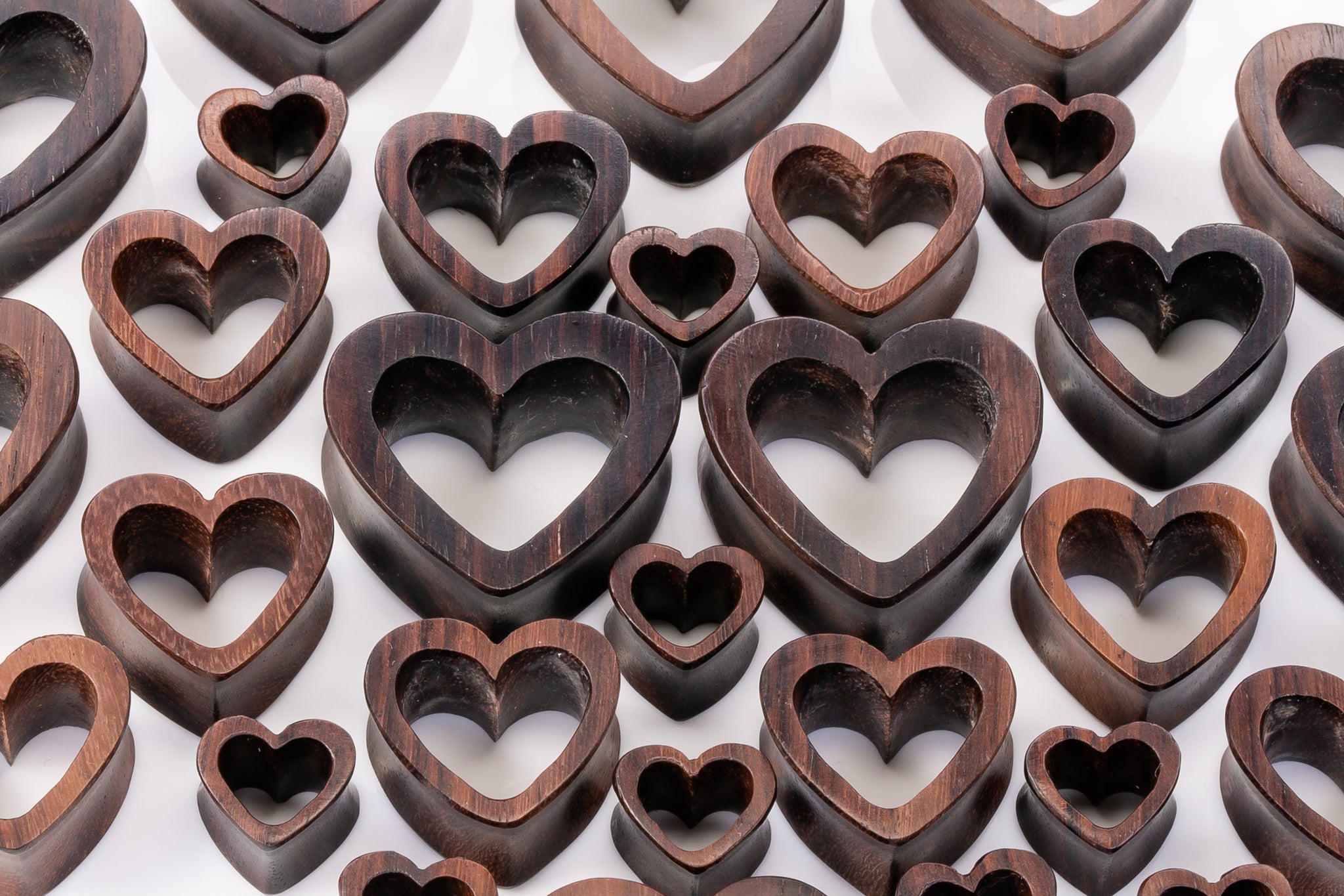 Wood Heart Tunnels Heart Tunnel Plugs (Pair) PA45 Two Feather Plugs