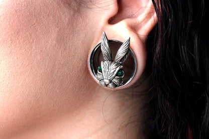 silver bunny stretched ear gauges