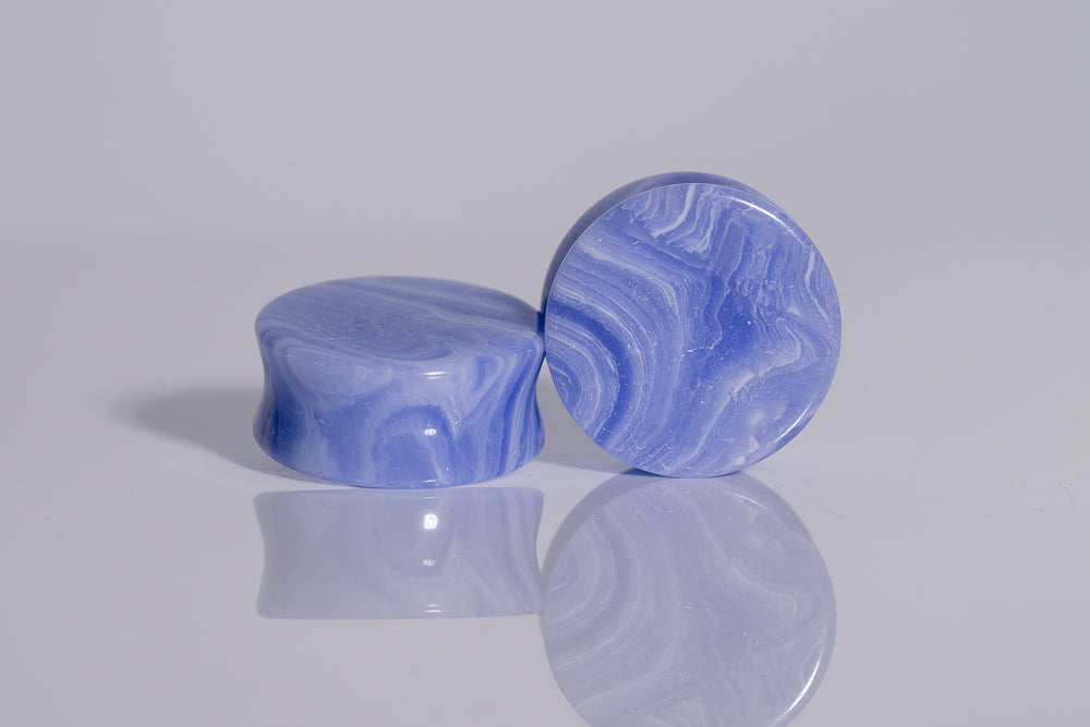 blue lace agate gauged ears