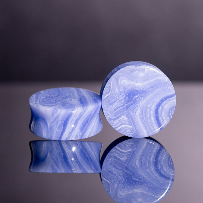 lace blue agate ear gauges