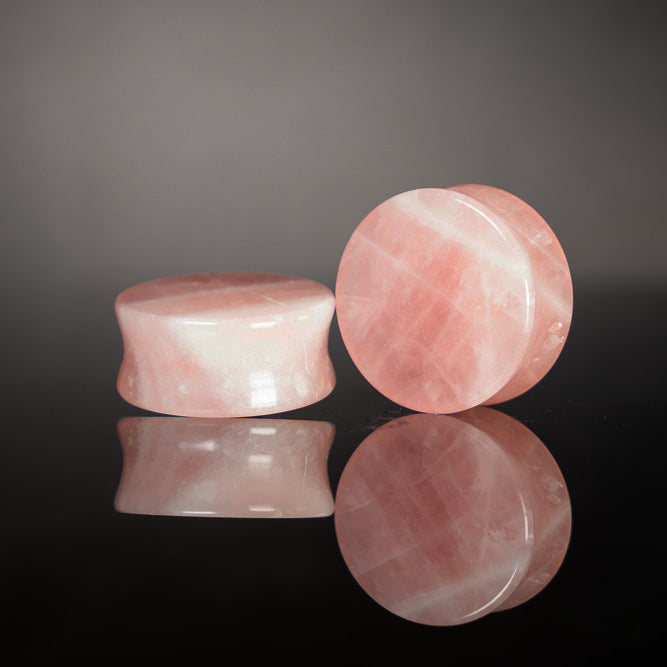 Rose Quartz ear Gauge Plugs