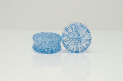 blue shattered glass plugs for stretched ears