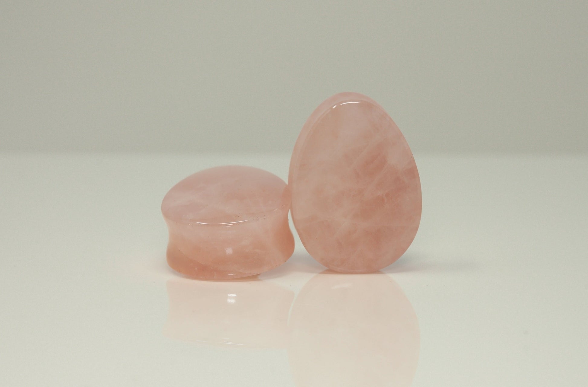 gauged ear teardrop rose quartz