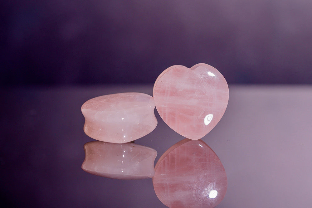 Rose Quartz Chunky Heart Plugs - Stone Chunky Heart Plugs (Pair) - PH1 ...