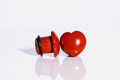 Single Flare Jasper Heart Shaped Plugs (Pair) - PH14