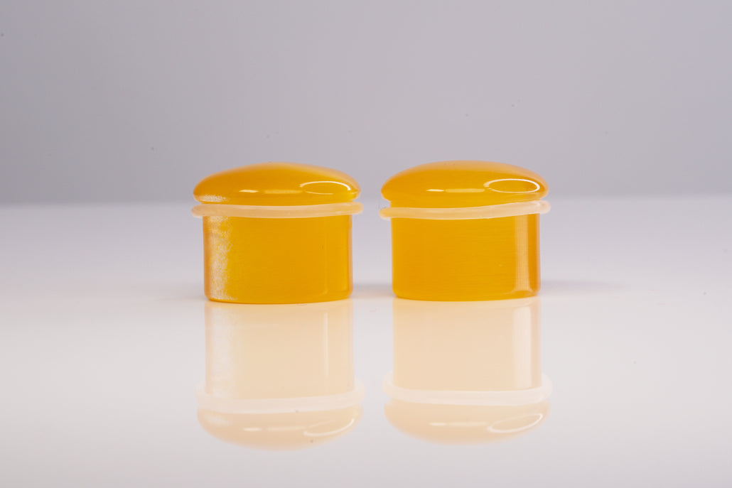 Yellow Glass Single Flare Plugs (Pair) - PH158