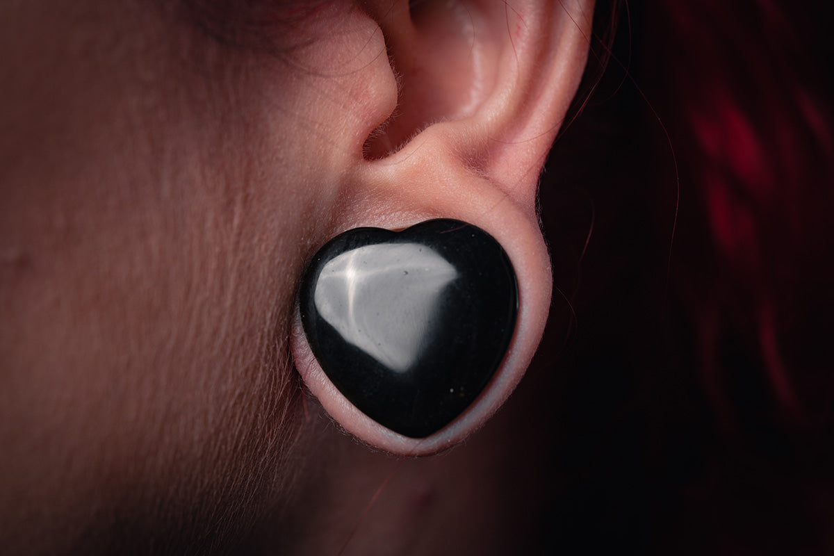 Obsidian Heart Shaped Plugs - Obsidian heart plugs (Pair) - PH28 – Two ...