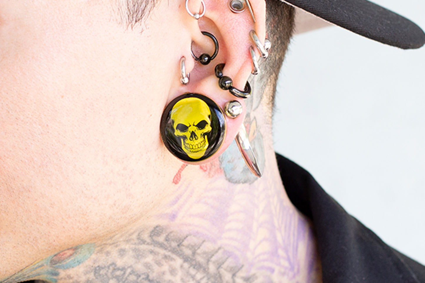 Gold Holo-Skull Stainless Steel Plugs (Pair) - PSS89