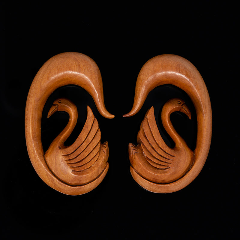 swan wood hanging ear gauges