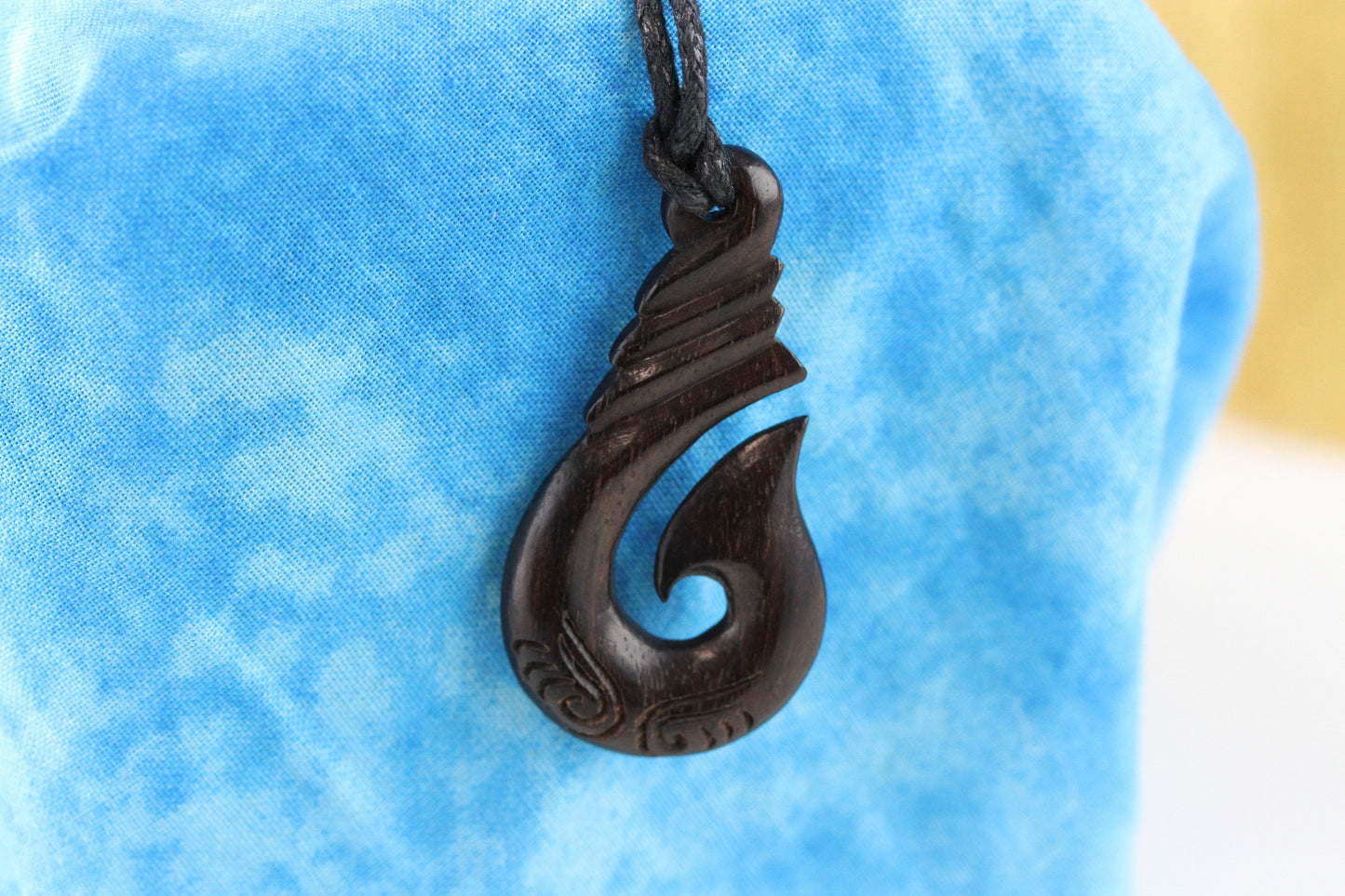 Wood Maori Hook Necklace - W022