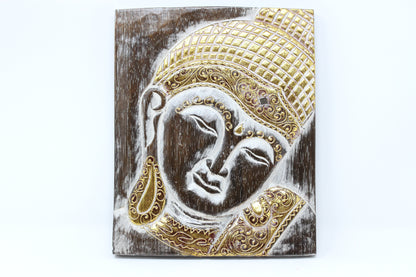 Buddha Face Wood Panel