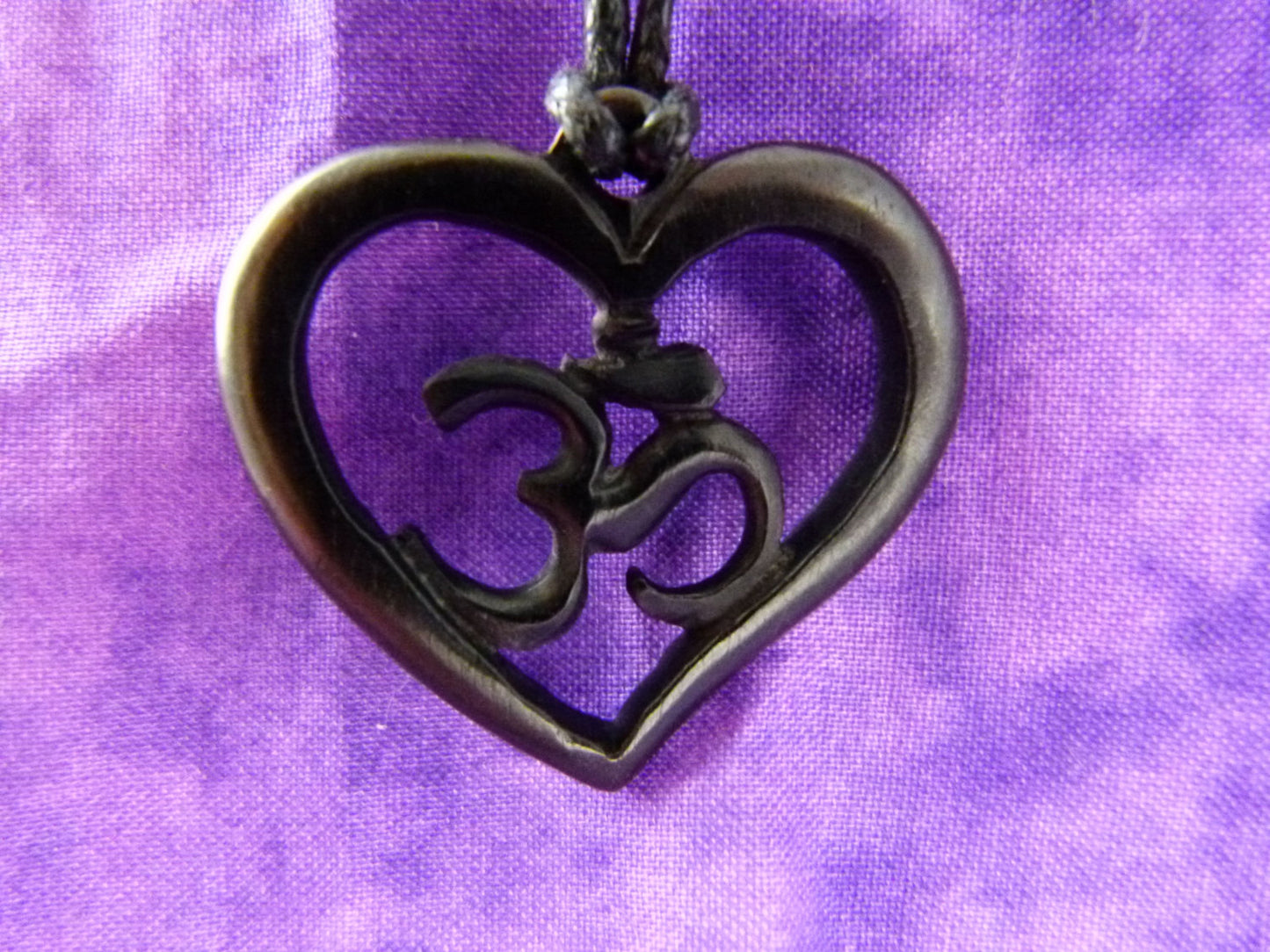 Om Heart Necklace - Wood Carving  -U008