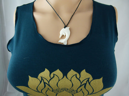 White Dolphin Necklace - Bone Carvings -  X005