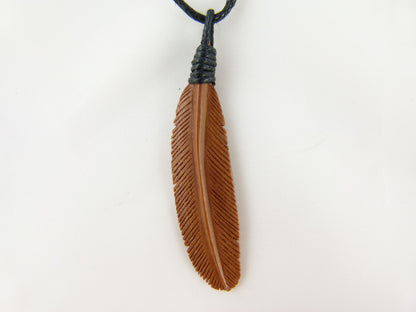 Brown Feather Necklace - Wood Carved Necklaces - Z010
