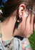 Black Feather Gauged Earrings - Black Wing Plugs (Pair) - B008