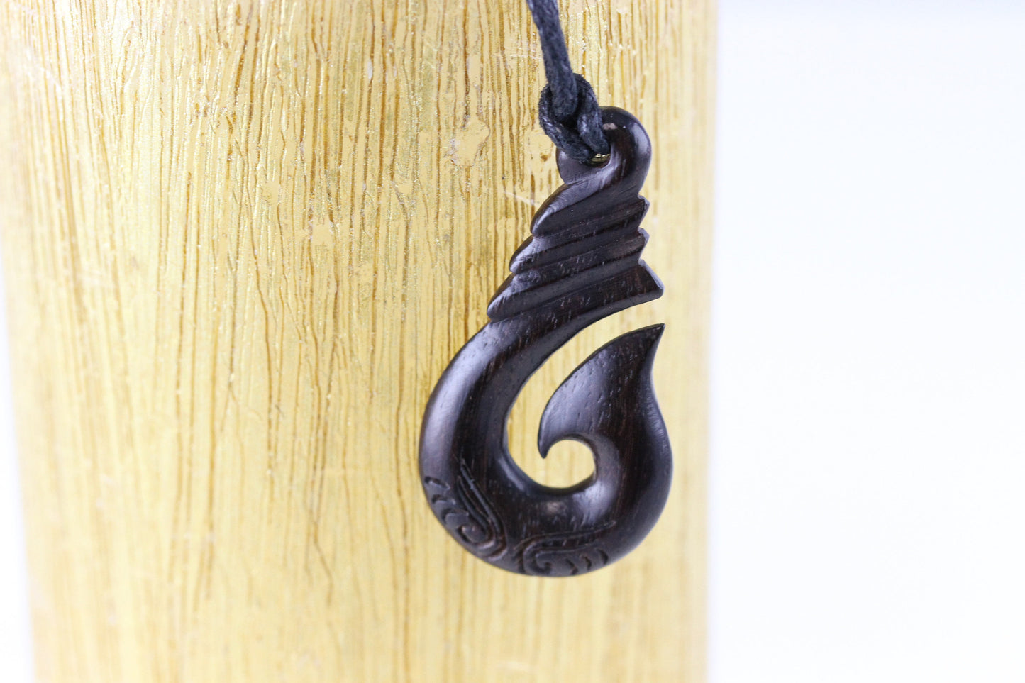 Wood Maori Hook Necklace - W022