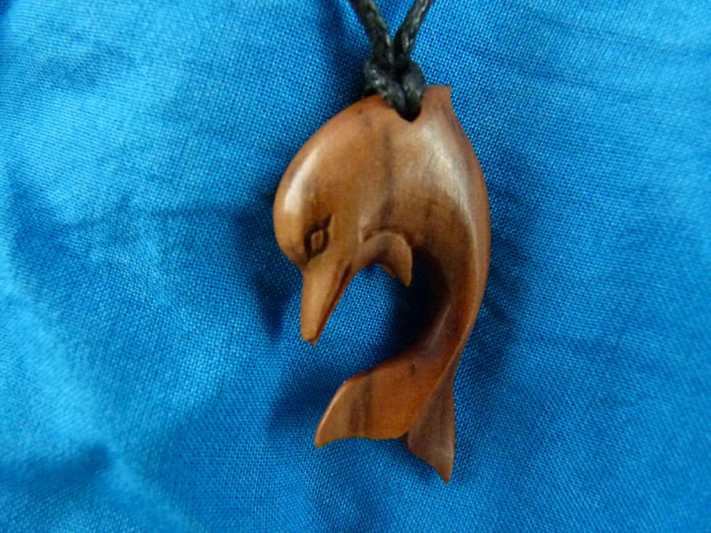 Wood Dolphin Necklace - Sawo Wood Carving - Z005